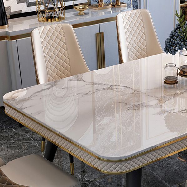 Glam 1/4/5/7 Pieces White Dining Table Set with Sintered Stone Top Rectangle Dinette Set Clearhalo 'Dining Room Sets' 'Dining Tables & Seating' 'dining_room_set' 'furn' 'furn_dining_room_set' 'Furniture' 'furniture_dining_room_set' 'Kitchen & Dining Furniture' 'kitchen&dining_furn' 'kitchen' 1200x1200_81fb619a-42ec-4d58-b68d-690a94062baa