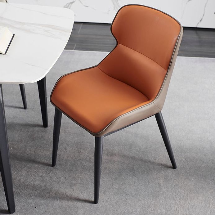 Industriële lage rug eetstoelen faux lederen armloze zijstoel