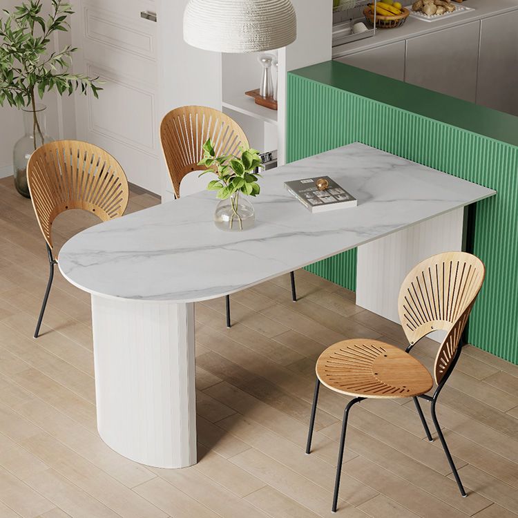Sintered Stone Dining Table Modern White Furniture with Double Pedestal for Office Clearhalo 'Dining Tables & Seating' 'Dining Tables' 'dining_table' 'furn' 'furn_dining_table' 'Furniture' 'Kitchen & Dining Furniture' 1200x1200_81fe198c-4ea9-4e90-b378-55cd19bda54c