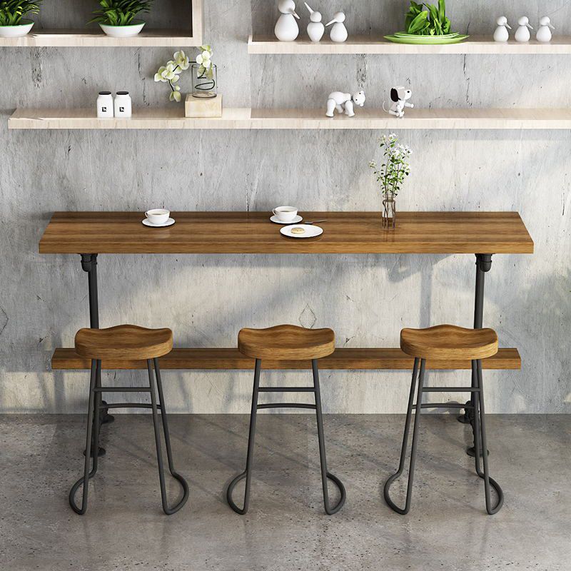 Indoor Industrial Bar Stool Table Metal and Wood Bar Dining Table