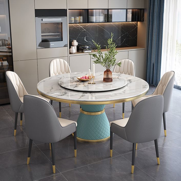 Marble Dining Table Luxury Style Single Pedestal Base Round Scratch Resistant Table for Home Clearhalo ' dining_table' 'Dining Tables & Seating' 'Dining Tables' 'furn' 'furn_dining_table' 'Furniture' 'furniture_dining_table' 'Kitchen & Dining Furniture' 'kitchen&dining_furn' 'kitchen' 'kitchen_dining_table' 1200x1200_8206c521-9363-40df-97fd-2a273c3db48d