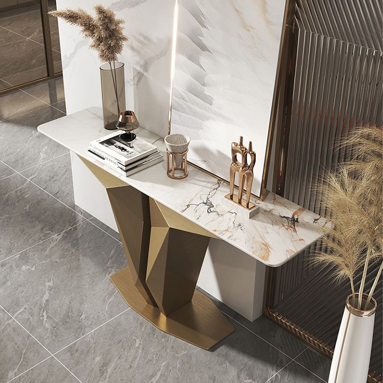 Mesa de consola de piedra mesa de acento rectangular moderno, 33.46 "de alto