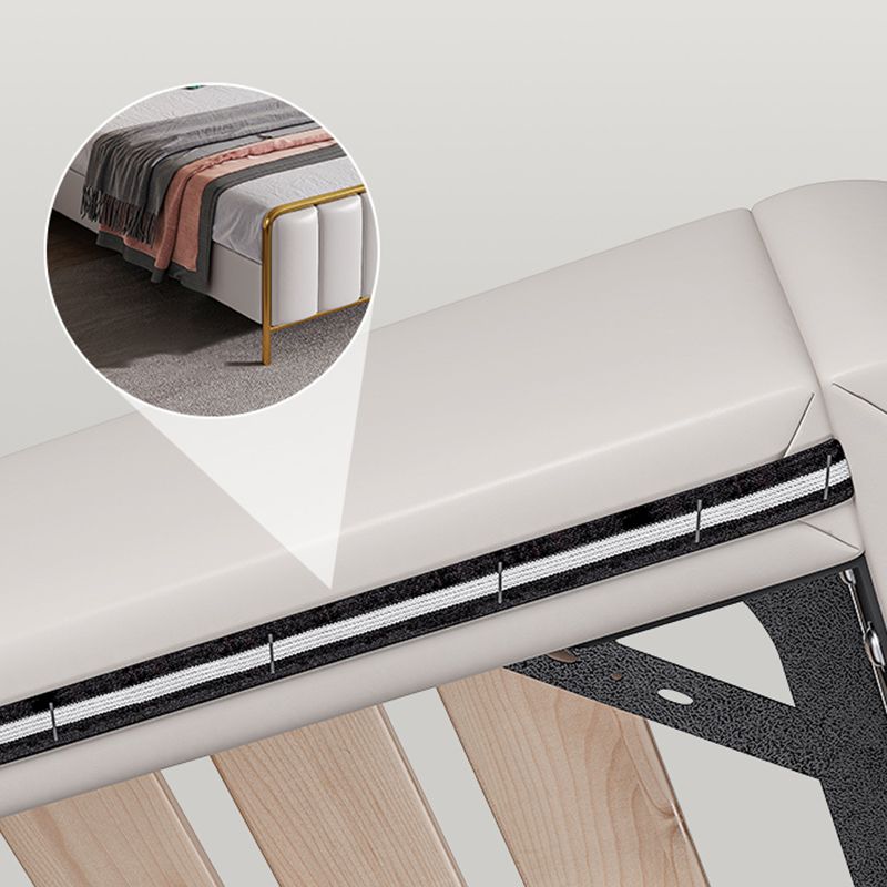 Lit standard standard glam lit rembourré en bois massif en bois de bois beige beige