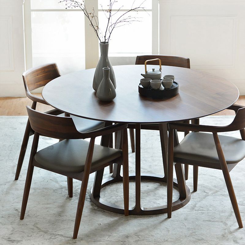 Mesa de comedor redonda moderna, mesa de comedor de madera maciza de 1/2/5 piezas con sillas