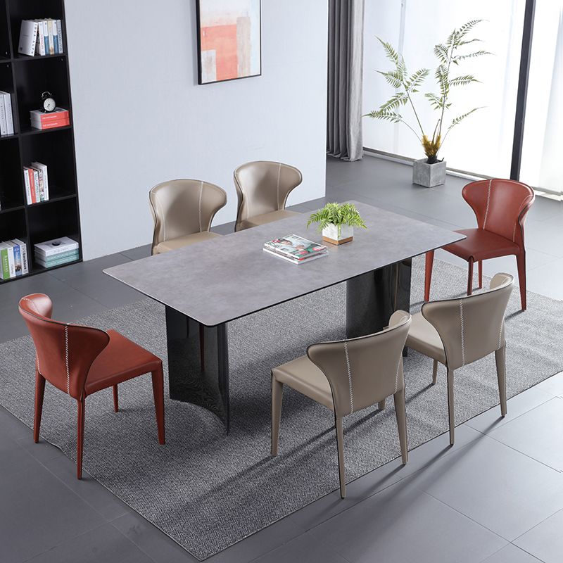 Upholstered Armless Dining Chairs Modern Faux Leather Side Chair