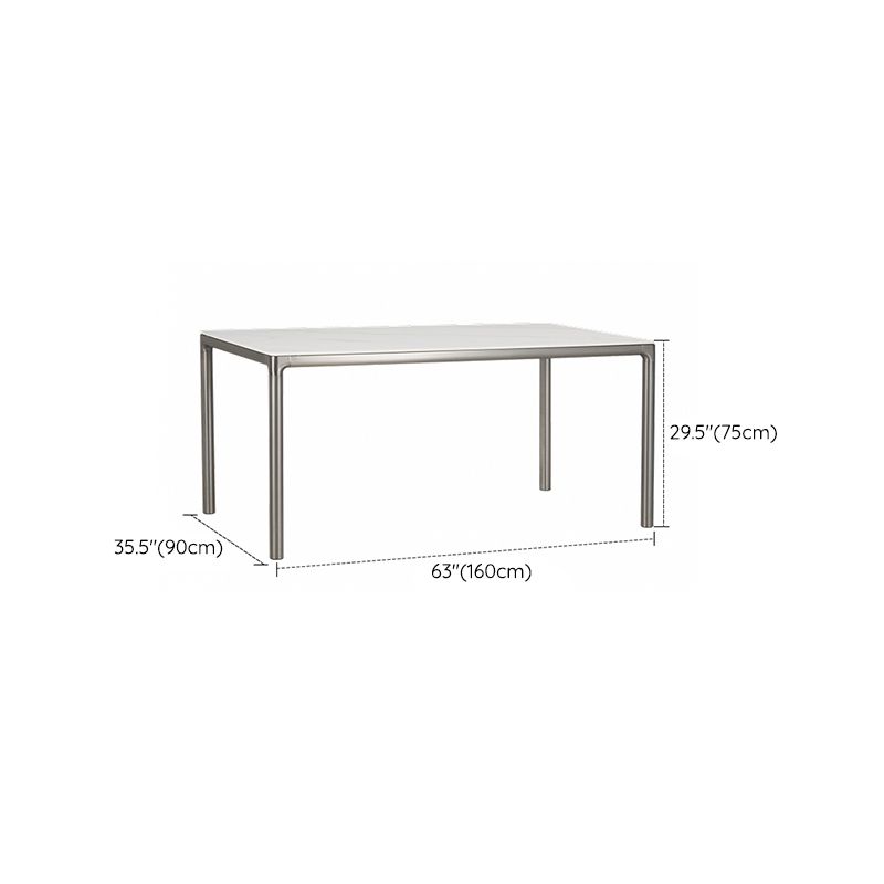 White Stone Top Dining Table Stainless Steel 4 Legs Dining Table Clearhalo 'Dining Tables & Seating' 'Dining Tables' 'dining_table' 'furn' 'furn_dining_table' 'Furniture' 'Kitchen & Dining Furniture' 1200x1200_820b55d6-21e9-46b3-8b17-61c218715b35