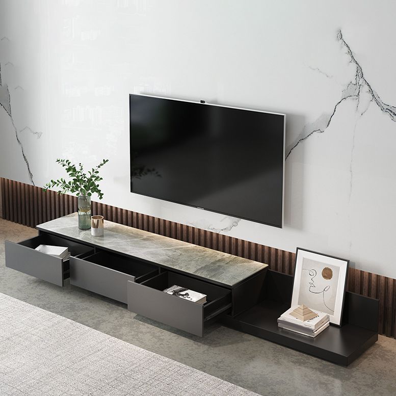 Modern TV Stand with Sliding Storage , TV Console in Grey Fit TVs for up to 71 / 92 Clearhalo 'furn' 'furn_tv_stands_entertainment_centers' 'Furniture' 'Living Room Furniture' 'TV Stands & Entertainment Centers' 'TV Stands & Media Storage Furniture' 'tv_stands_entertainment_centers' 1200x1200_820b6393-95f7-453d-b85f-18e035385ce9