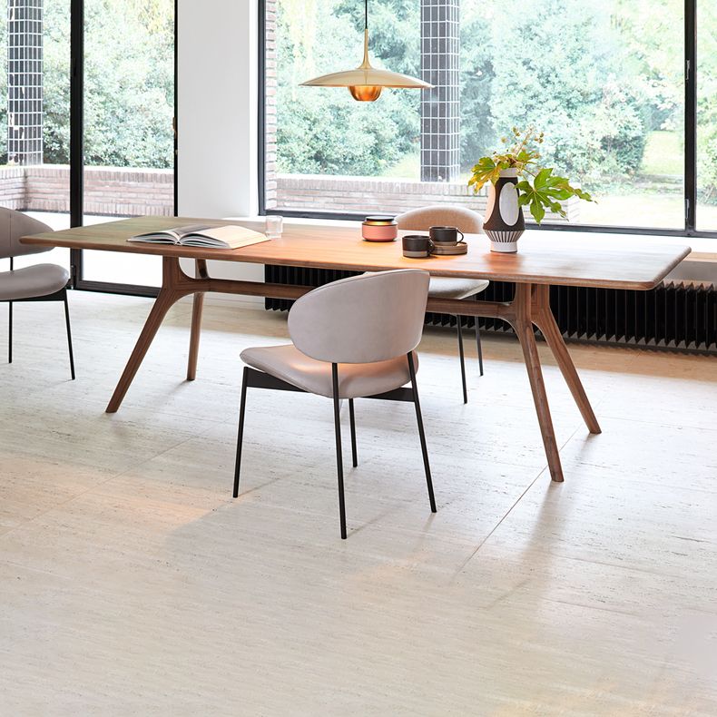 Modern Rectangular Walnut Brown Dining Table with 4 Solid Wood Legs Clearhalo 'Dining Tables & Seating' 'Dining Tables' 'dining_table' 'furn' 'furn_dining_table' 'Furniture' 'Kitchen & Dining Furniture' 1200x1200_820d38e7-fee0-451b-93e6-92a0c4e53770