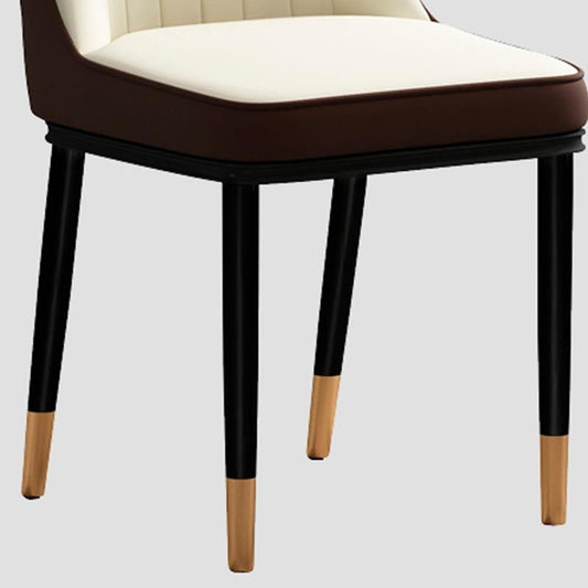 Glam Faux Leather Dining Chair Parsons Chair with 4 Legs in Matte Finish for Home