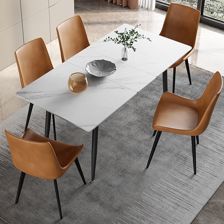 31.5''W Industrial Extendable Rectangle Table Sintered Stone Dining Table for Kitchen Clearhalo ' dining_table' 'Dining Tables & Seating' 'Dining Tables' 'furn' 'furn_dining_table' 'Furniture' 'furniture_dining_table' 'Kitchen & Dining Furniture' 'kitchen&dining_furn' 'kitchen' 'kitchen_dining_table' 1200x1200_820de414-d00a-4bba-9ce5-f87f82354b84