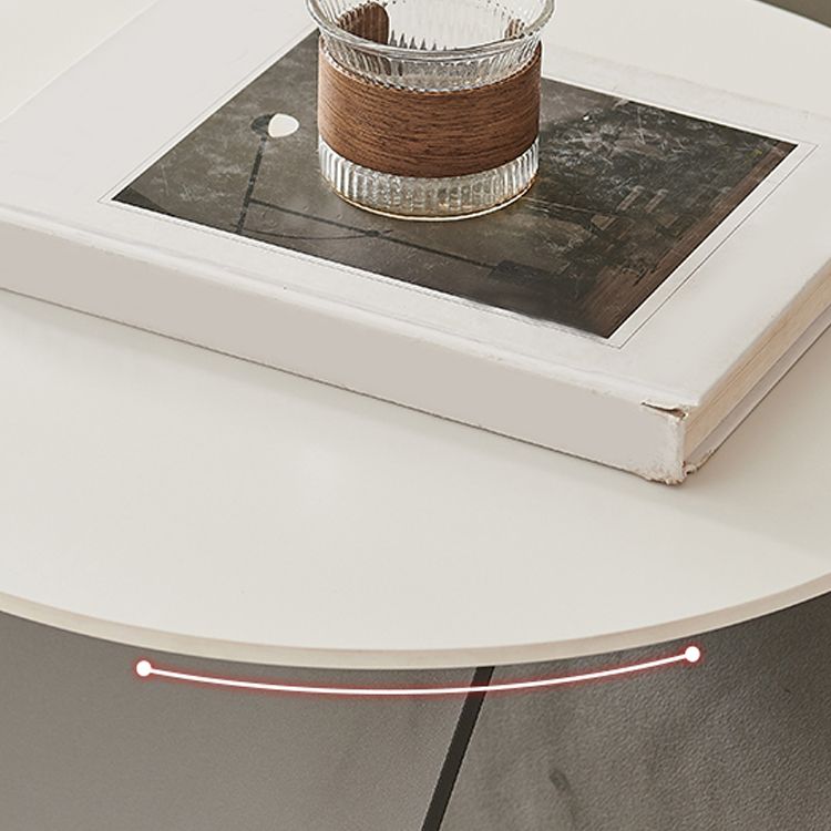 Modern Metal Abstract End Table Round Slate Top Side End Table