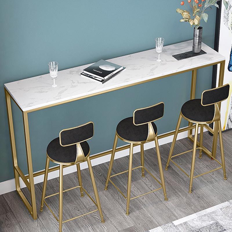 Table à manger en pierre de bar à barreaux de luxe traditionnelle table de bar à trestle doré