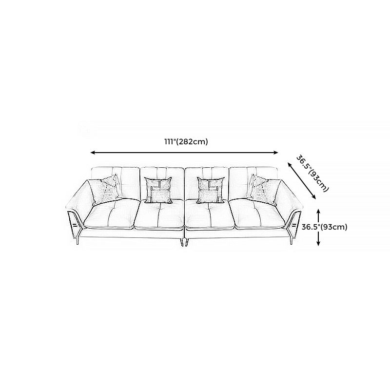 Contemporary Genuine Leather Cushions Sofa 36.61"High Pillow Top Arm Sofa,White Clearhalo 'furn' 'furn_sectionals' 'Furniture' 'furniture_sectionals' 'kitchen' 'kitchen_sectionals' 'Living Room Furniture' 'Sectionals' 1200x1200_8211d9e8-7161-4efd-a1ee-50f392585e24