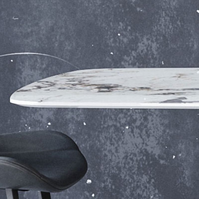 Stone Top Dining Table Rectangle Dining Table with Pedestal for Kitchen