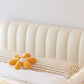 Contemporary White Wood Standard Bed, Upholstered Rectangular Headboard Bed