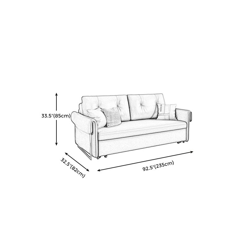 Sofá de cuero con brazo acampanado convertible con almohadas con almacenamiento