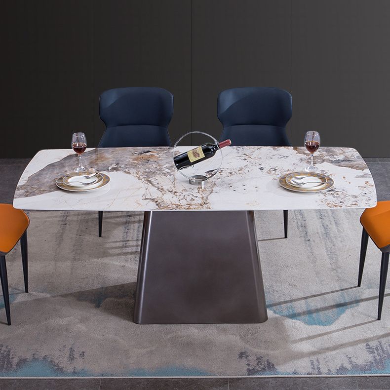 Metal Traditional Luxury Rectangle Table Sintered Stone Indoor Table with Pedestal Clearhalo ' dining_table' 'Dining Tables & Seating' 'Dining Tables' 'furn' 'furn_dining_table' 'Furniture' 'furniture_dining_table' 'Kitchen & Dining Furniture' 'kitchen&dining_furn' 'kitchen' 'kitchen_dining_table' 1200x1200_821497f9-bf71-4823-b365-237130d53495
