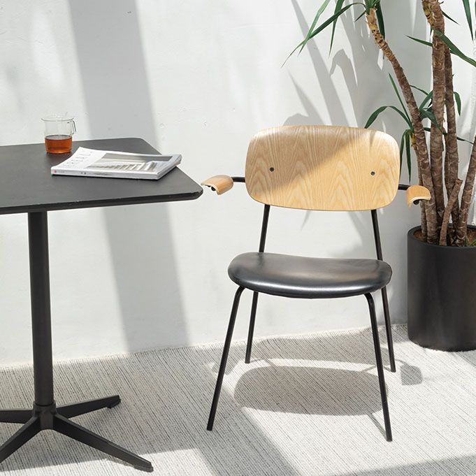 Contemporary Solid Wood Dining Armchair Kitchen Open Back Arm Chair Clearhalo ' kitchen&dining_furn' 'Dining Chairs' 'Dining Tables & Seating' 'dining_chair' 'furn' 'furn_dining_chair' 'Furniture' 'furniture_dining_chair' 'Kitchen & Dining Furniture' 'kitchen' 1200x1200_8214d643-a3e9-4510-bb6a-b4971a33408f