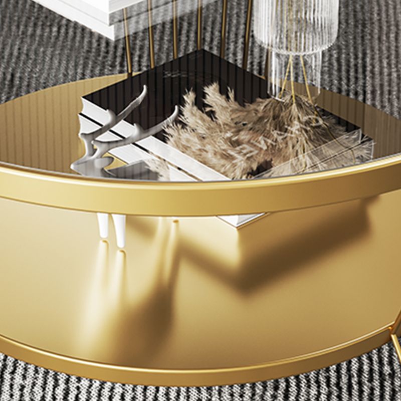 Modern Metal Frame Coffee Table Glass Top Coffee Or End Table with Shelf Clearhalo 'Coffee & Accent Tables' 'Coffee Tables' 'coffee_tables' 'furn' 'furn_coffee_tables' 'Furniture' 'Living Room Furniture' 1200x1200_82172555-ff7e-4bf7-aaa9-672998744676