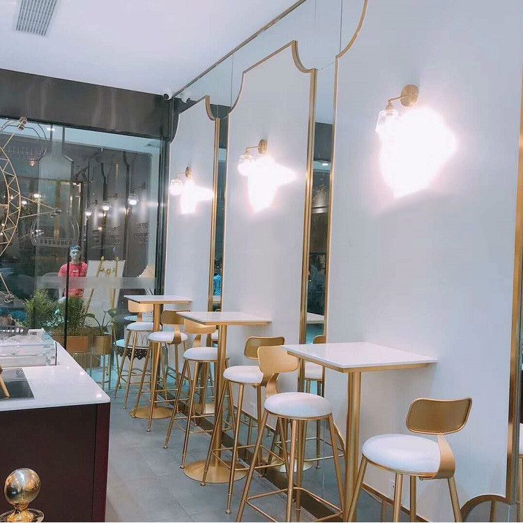 Scandinavian Coffee Shop Counter Stools Footrest Metal Backrest Gold Frame Bar Stool Clearhalo 'Bar Furniture' 'Bar Stools' 'bar_stools' 'furn' 'furn_bar_stools' 'Furniture' 'furniture_bar_stools' 'Kitchen & Dining Furniture' 1200x1200_821785dd-6259-4fa7-a374-ede1690a0757