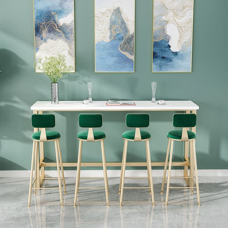 Glam Pub Table with Gold Metal Trestle Rectangle Wood Top Bar Table Clearhalo 'Bar Furniture' 'Bar Tables' 'bar_tables' 'furn' 'furn_bar_tables' 'Furniture' 'Kitchen & Dining Furniture' 1200x1200_8217a8e6-e361-4d4d-82bd-318bea033914