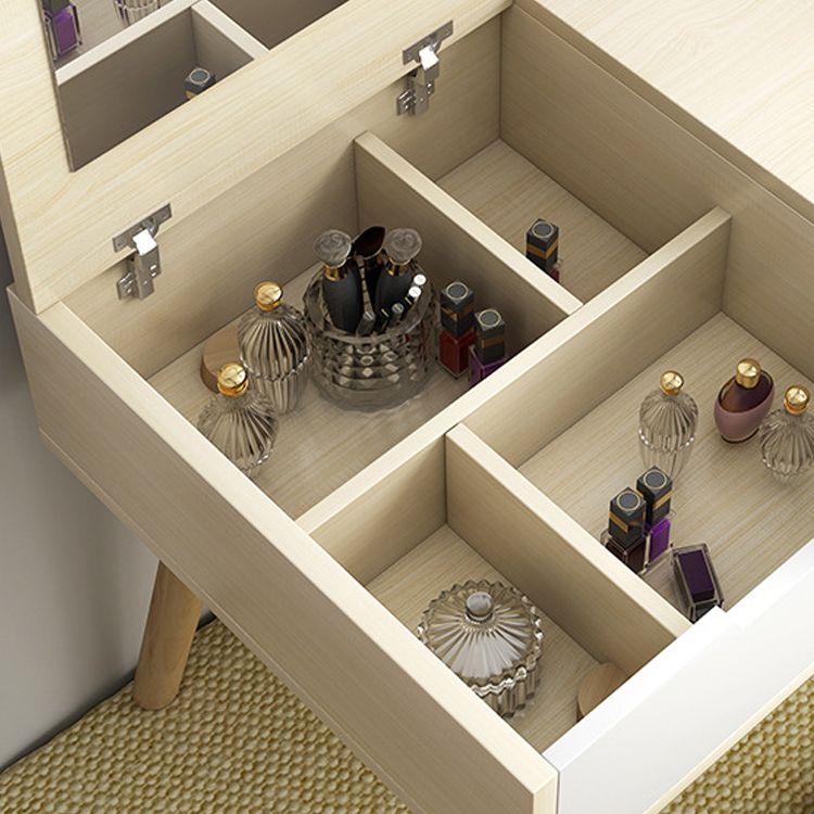 スカンジナビアの2ドロワーズテーブルドレッシングテーブル木材鏡メイクの虚栄心