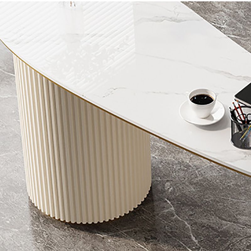 Licht luxe marmeren schrijfbureau wit 3-ladel schrijfbureau