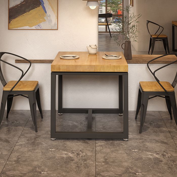 Industrial Style Solid Wood Dining Table Brown Square Table with Metal Base for Dinning Room Clearhalo ' dining_table' 'Dining Tables & Seating' 'Dining Tables' 'furn' 'furn_dining_table' 'Furniture' 'furniture_dining_table' 'Kitchen & Dining Furniture' 'kitchen&dining_furn' 'kitchen' 'kitchen_dining_table' 1200x1200_821a7a9e-7d6e-47a4-b7e8-e983d172bff7
