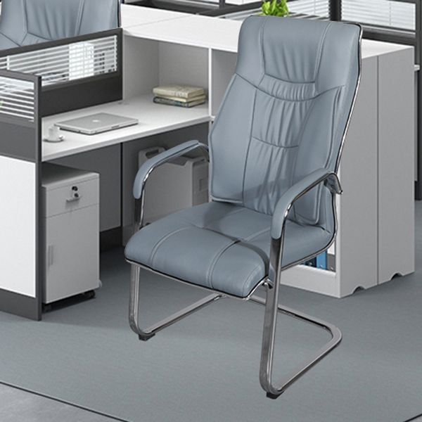 Modern style Task Chair Faux Leather No Wheels Office Chair with Fixed Arms Clearhalo 'furn' 'furn_office_chair' 'Furniture' 'Office Chairs' 'Office Furniture' 'office_chair' 1200x1200_821a7dc9-6556-4869-8160-4cd7d19b2666