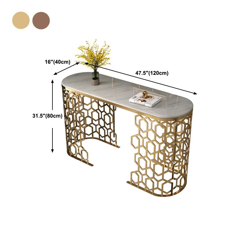 Console ovale in marmo Tabella di accento alto 31,5 pollici con scaffale