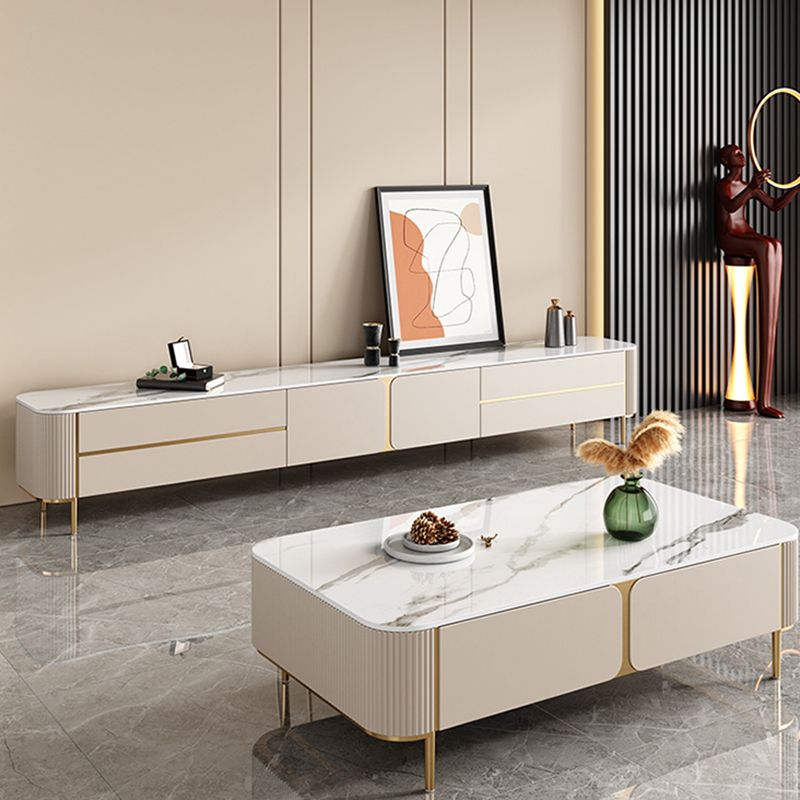 Contemporary TV Console Stone Media Console Enclosed Storage Console with Drawer Clearhalo 'furn' 'furn_tv_stands_entertainment_centers' 'Furniture' 'Living Room Furniture' 'TV Stands & Entertainment Centers' 'TV Stands & Media Storage Furniture' 'tv_stands_entertainment_centers' 1200x1200_821cd130-1f48-4125-a0d2-172912c3b961