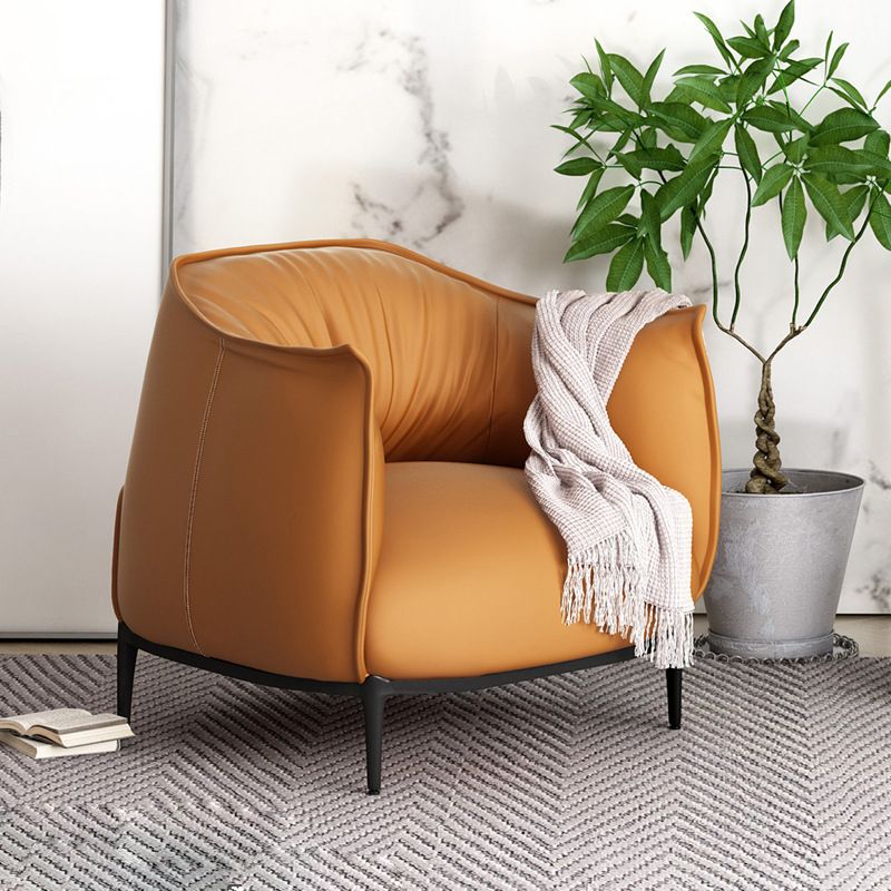 Contemporary 33.46"Wide Faux Leather Fixed Back Sponge Arm Chair