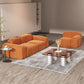 Sofá de brazo redondo Sofá estándar de lana contemporánea en acabado naranja