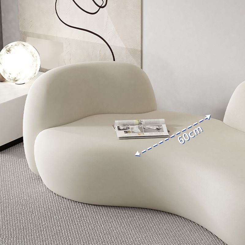 現代の白いマイクロファイバー29.52 "H湾曲したタキシードアームソファ