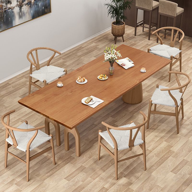 Modern Pine Wood Table for Restaurant Rectangle Dining Table with 3 Legs Clearhalo 'Dining Tables & Seating' 'Dining Tables' 'dining_table' 'furn' 'furn_dining_table' 'Furniture' 'furniture_dining_table' 'Kitchen & Dining Furniture' 'kitchen' 'kitchen_dining_table' 1200x1200_821f3d6d-1838-4575-a16a-36f38b72d415