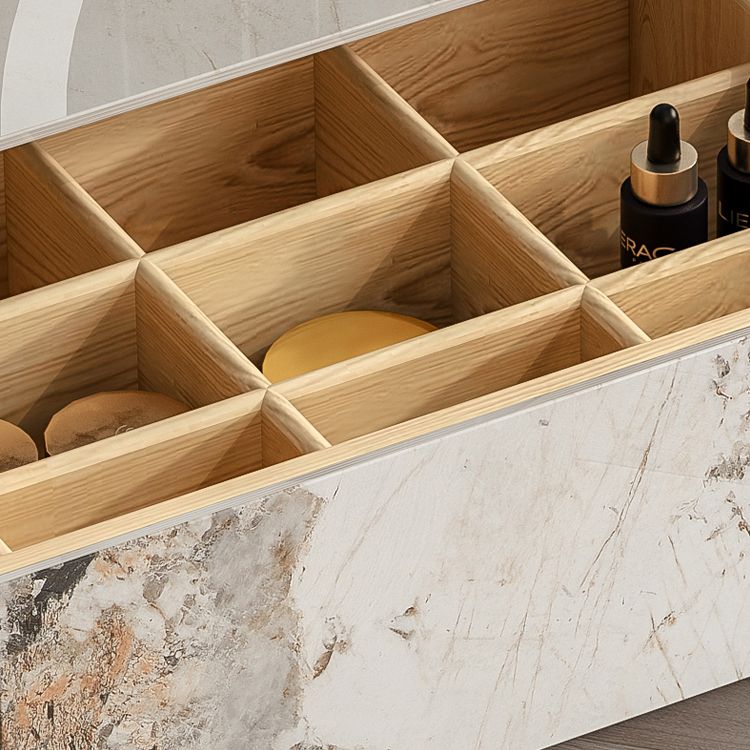 Stone Top -Schminktischhocker schwarze Eitelkeit mit Holzschubladen