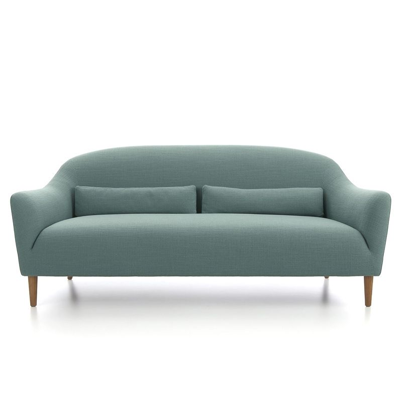 Contemporary Cotton Arm Sofa Sloped Arm Curved Loveseat for Living Room