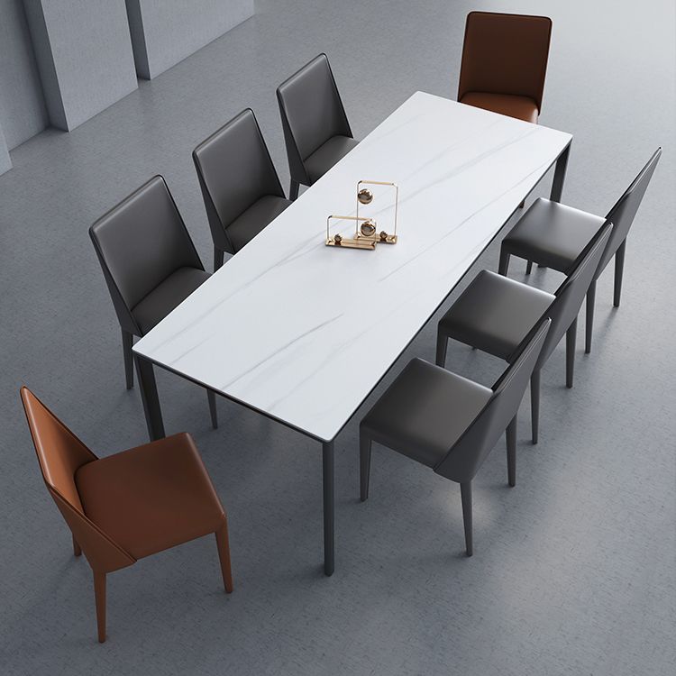 Sintered Stone Dining Table Industrial Black 4 Legs Base Rectangle Table for Home Clearhalo ' dining_table' 'Dining Tables & Seating' 'Dining Tables' 'furn' 'furn_dining_table' 'Furniture' 'furniture_dining_table' 'Kitchen & Dining Furniture' 'kitchen&dining_furn' 'kitchen' 'kitchen_dining_table' 1200x1200_8220fe66-b5ed-48e2-9cc8-d5b8fd037e73