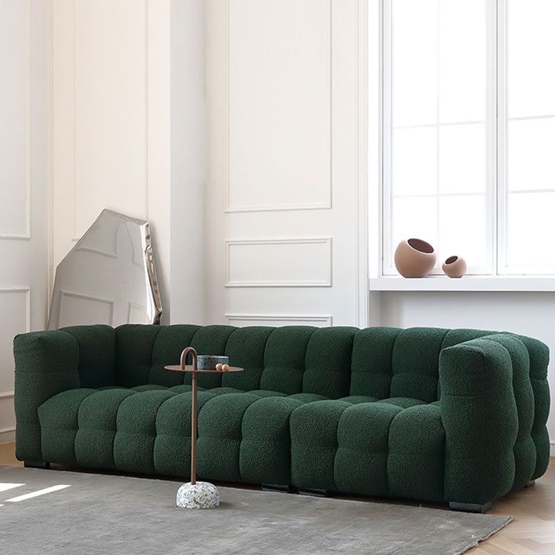 3/4-Seater Biscuit Back Sofa Modern Dark Green Tuxedo Arm Sofa