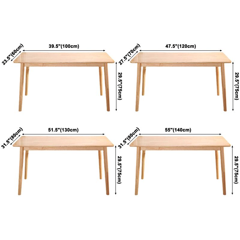 Simple Style Dining Table Rubberwood Solid Wood with 4 Legs Base Table in Wood Color Clearhalo ' dining_table' 'Dining Tables & Seating' 'Dining Tables' 'Furniture' 'furniture_dining_table' 'Kitchen & Dining Furniture' 'kitchen&dining_furn' 'kitchen' 'kitchen_dining_table' 1200x1200_82224fb1-3eae-4a26-b16e-e29b425a6e3c