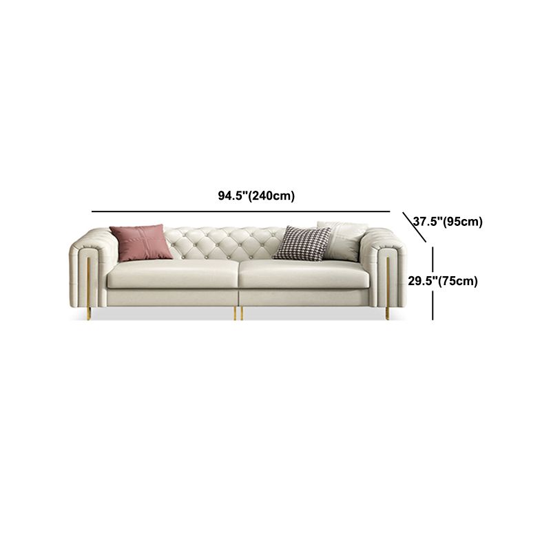 Divano a braccio di smoking divano bianco contemporaneo con back-back trapuntato