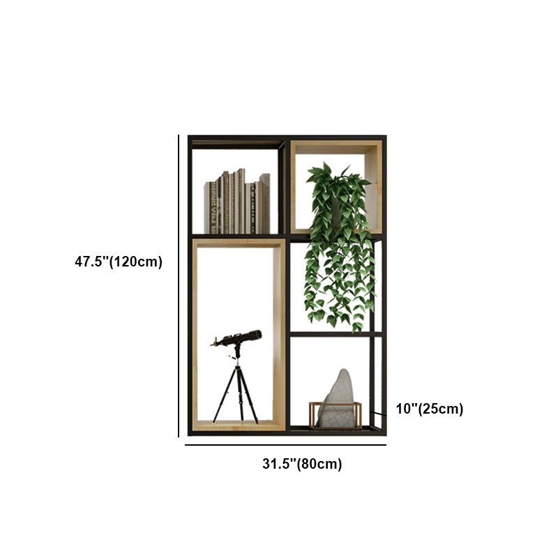 Metal and Wood Book Shelf Etagere Modern Open Shelf Bookcase for Bedroom