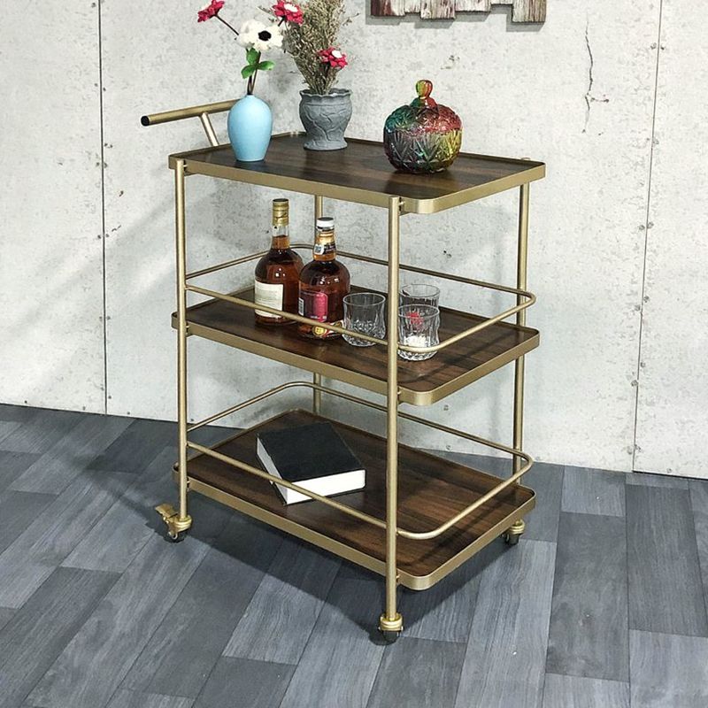 Contemporary 35.43"H Rolling Prep Table Rectangular Metal Prep Table for Dining Room