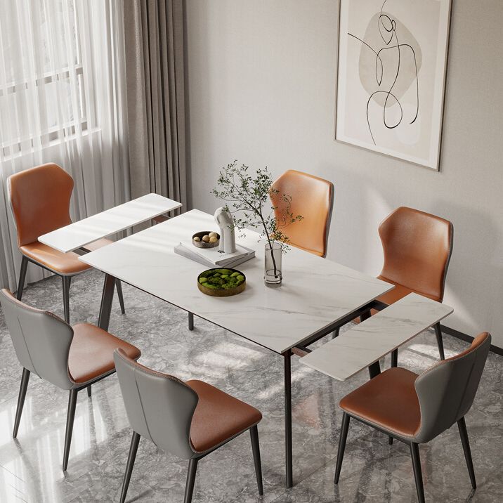 Contemporary Style Extendable Table Stone Rectangle Dining Table for Dining Room Clearhalo ' dining_table' 'Dining Tables & Seating' 'Dining Tables' 'furn' 'furn_dining_table' 'Furniture' 'furniture_dining_table' 'Kitchen & Dining Furniture' 'kitchen&dining_furn' 'kitchen' 'kitchen_dining_table' 1200x1200_8224b58a-f97f-4924-9543-c1ce66e48d54