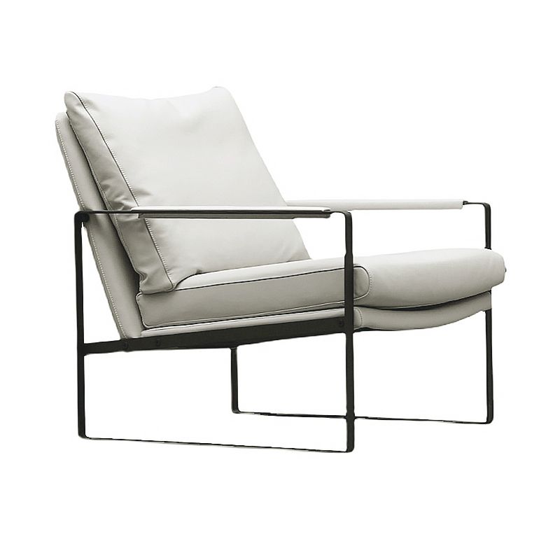 Mid-Century Modern Sled Arm Chair Leather Accent Armchair for Bedroom