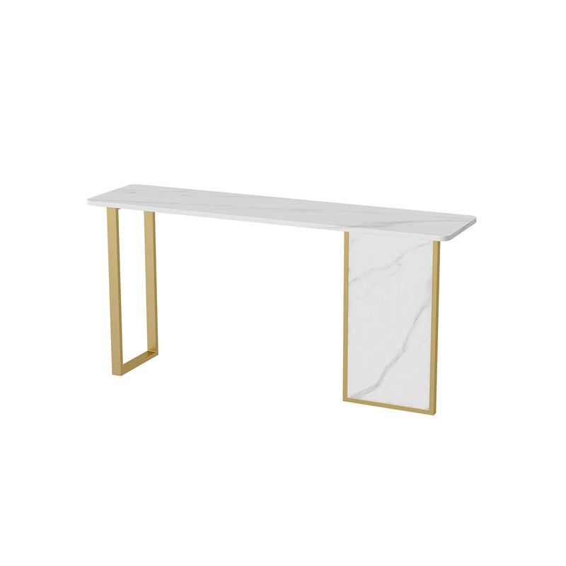 Tabella dell'accento base di ferro 31,5 "h con top di pietra rettangolo per sala