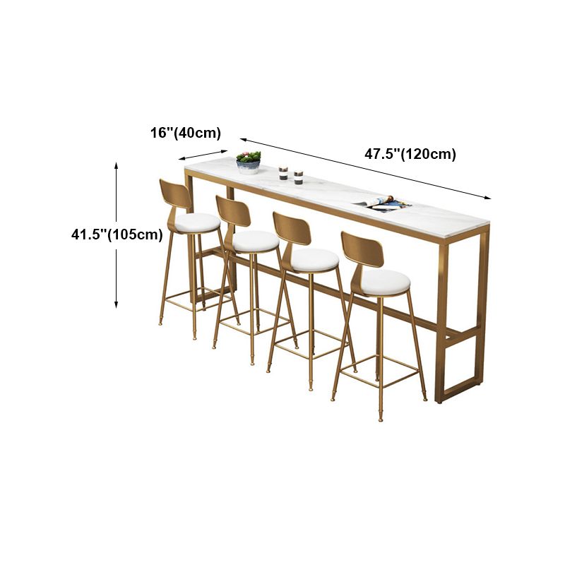 White Glam Style Bar Table in Iron Top and Faux Marble Milk Tea Shop Bar Table Clearhalo 'Bar Furniture' 'Bar Tables' 'bar_tables' 'furn' 'furn_bar_tables' 'Furniture' 'furniture_bar_tables' 'Kitchen & Dining Furniture' 1200x1200_8225b885-8d83-4eb5-bc2c-aee07c37444b