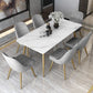 Glam Sintered Stone Kitchen Dining Table White Rectangle Shape Dining Table with 4 Legs Base Clearhalo ' dining_table' 'Dining Tables & Seating' 'Dining Tables' 'furn' 'furn_dining_table' 'Furniture' 'furniture_dining_table' 'Kitchen & Dining Furniture' 'kitchen&dining_furn' 'kitchen' 'kitchen_dining_table' 1200x1200_8226c0d9-abf1-4b7d-91b3-f4f84ada3f4e