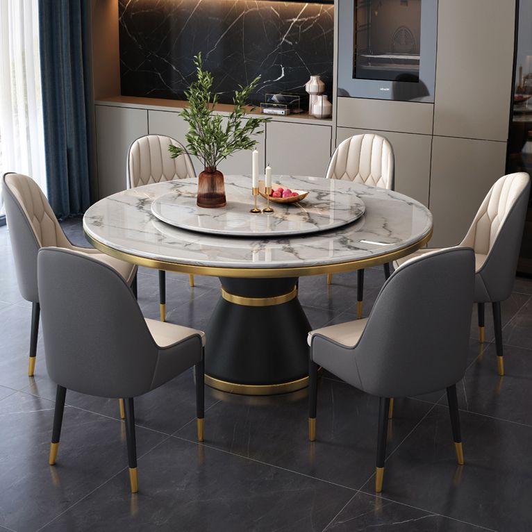 Round Modern Style Sintered Stone Dining Table Furniture with Metallic Base Clearhalo ' dining_table' 'Dining Tables & Seating' 'Dining Tables' 'furn' 'furn_dining_table' 'Furniture' 'furniture_dining_table' 'Kitchen & Dining Furniture' 'kitchen&dining_furn' 'kitchen' 'kitchen_dining_table' 1200x1200_82282982-2e3d-4c29-9364-13bd75907fe8