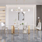 Luxury Rectangle Dining Table Sintered Stone Top Metal Base Home Kitchen Desk